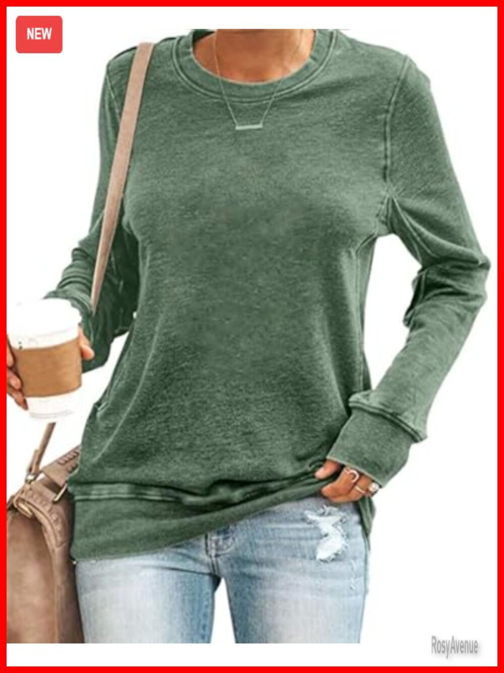 Womens Oversized Crewneck Sweatshirt Long Sleeve Soft Cotton Blend Pullover